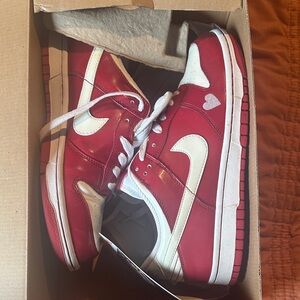 RARE 2024 Vintage Nike Valentines Varsity Red and White Dunk Low SZ9 WOMEN